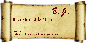 Blander Júlia névjegykártya